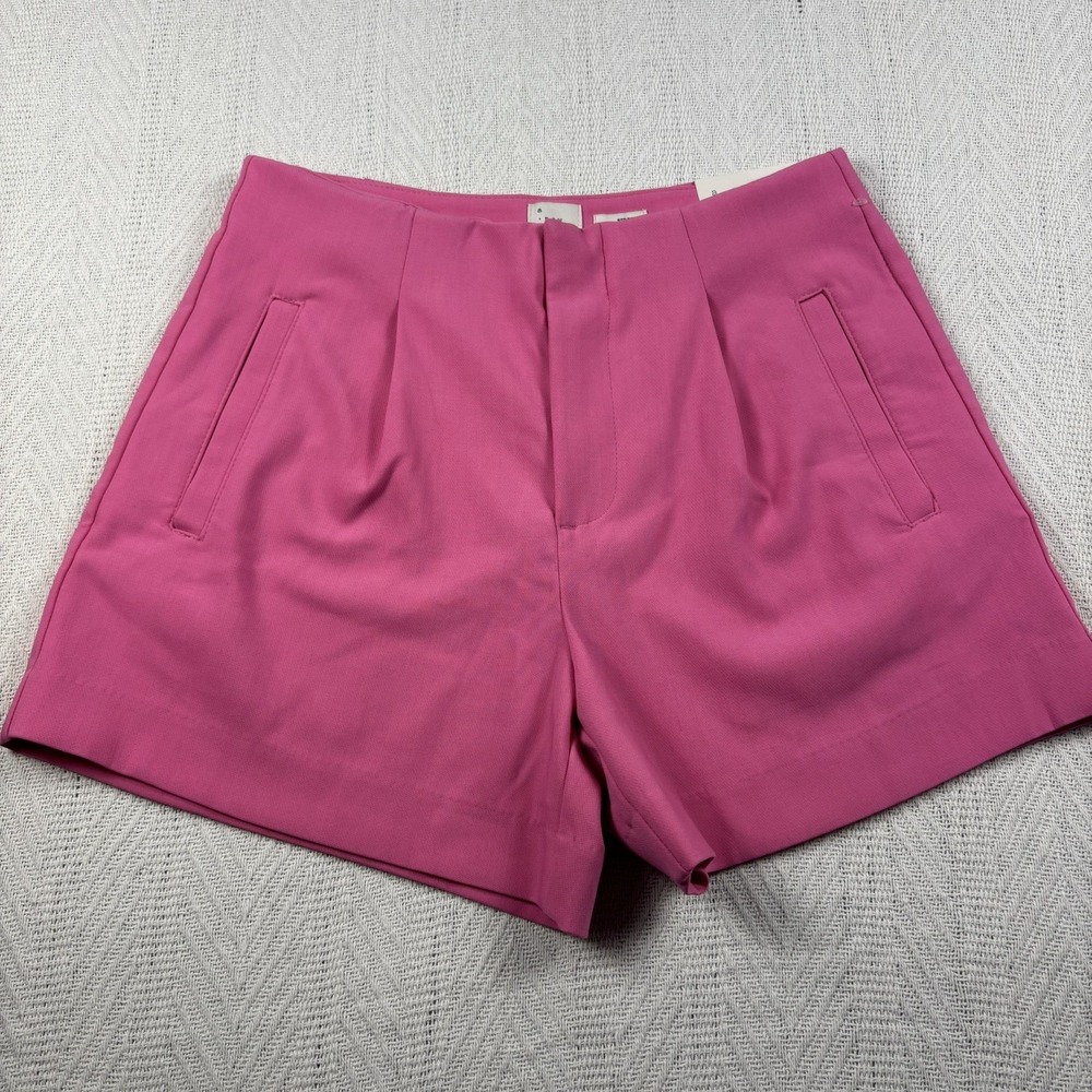 A New Day Stretch Elastizado Neon Pink Tailored Shorts Pockets Women Size 6 NWT